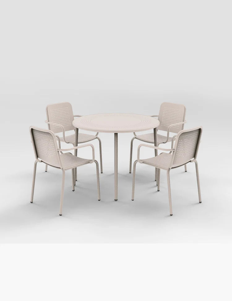 Porto 4 Seater Round Dining Set in Champagne