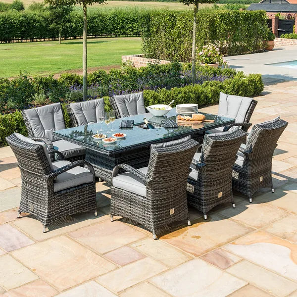 Texas 6 Seat Rectangular Rattan Dining Set with Ice Bucket - Grey