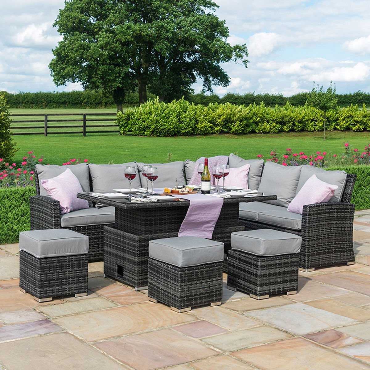 Homeflair -Kingston Corner Rattan Sofa Dining Set