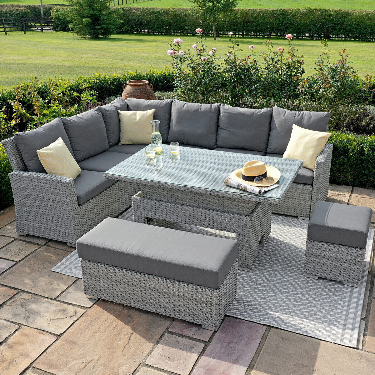 Homeflair - Ascot Rectangular Rattan Corner Dining Set