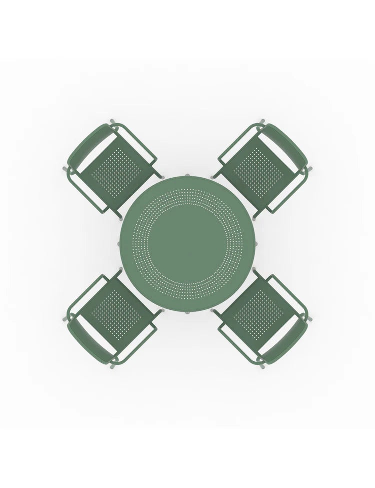 Porto 4 Seater Round Dining Set in Olive