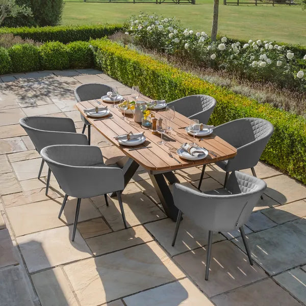Jakarta Teak Dining Table with Grey Aluminium Frame