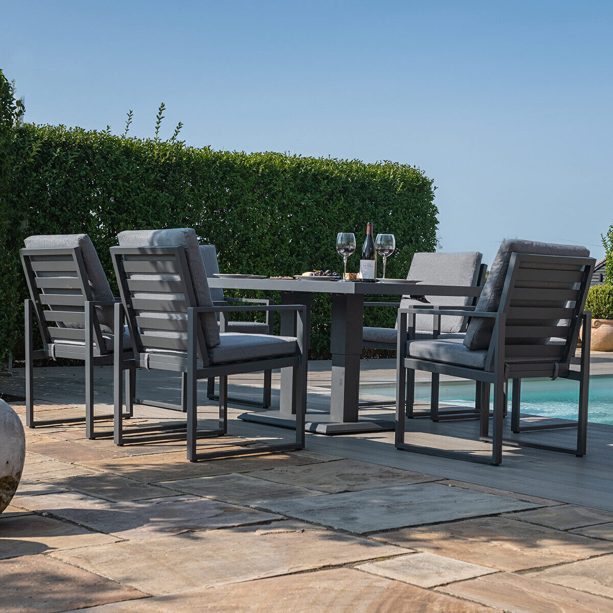 Homeflair – Amalfi 6 Seat Rectangular Aluminium Dining Set