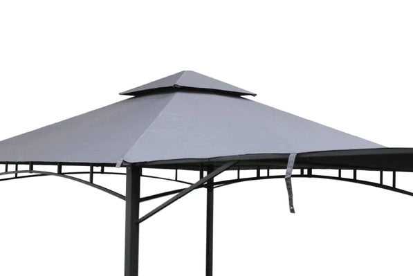 Algarve 3.3×3.3m + 2.1m Awning Grey Gazebo | ALGGAZ3.3X3.3-GREY | AMIR