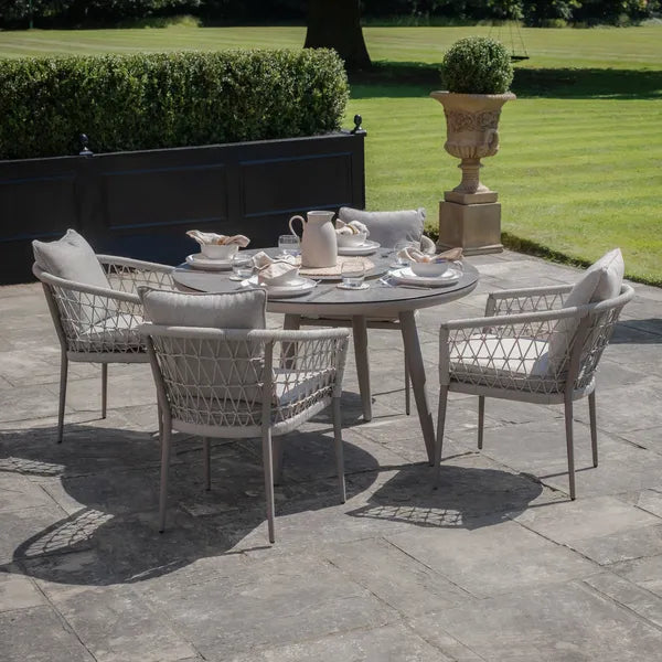 Monaco Rope Weave 8 Seat Rectangular Dining Set with Lazy Susan - Ivy Green
