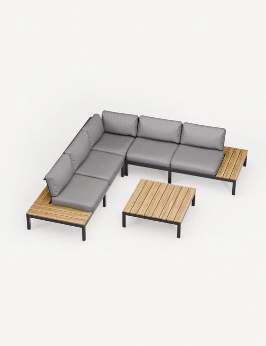 Aspen Teak 5 Seater Modular Mini Corner Lounging Set with Coffee Table