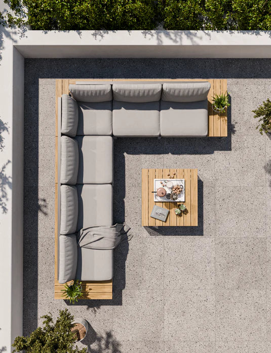 Aspen Teak 6 Seater Modular Corner Lounging Set with Coffee Table