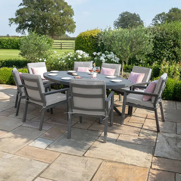 New York 4 Seat Round Aluminium Dining Set - Dove Grey