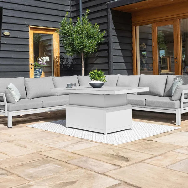 Oslo Large Aluminium Corner Group with Rising Table - White