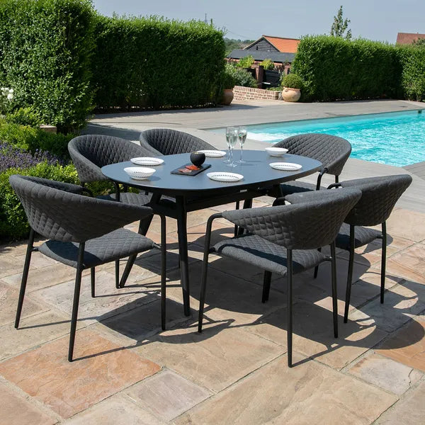 Outdoor Fabric Pebble 8 Seat Rectangular Dining Set