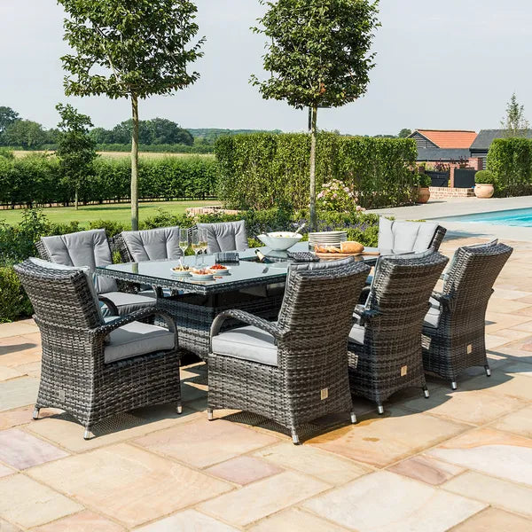 Texas 6 Seat Rectangular Rattan Dining Set with Ice Bucket - Grey