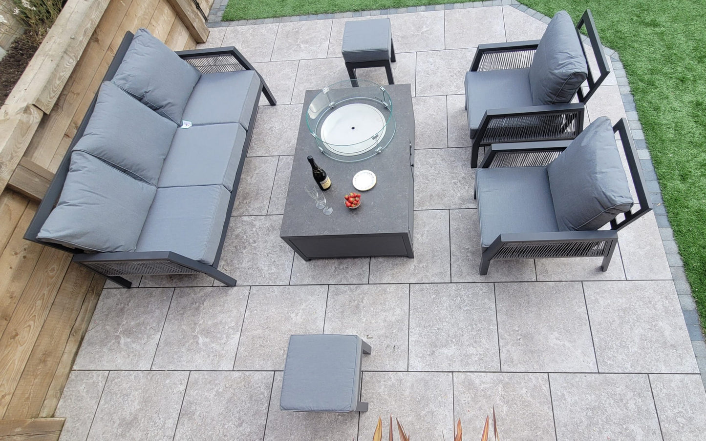 Bettina 3 Seater + 2 Armchairs + 2 Stools with Firepit Table | Bett0427