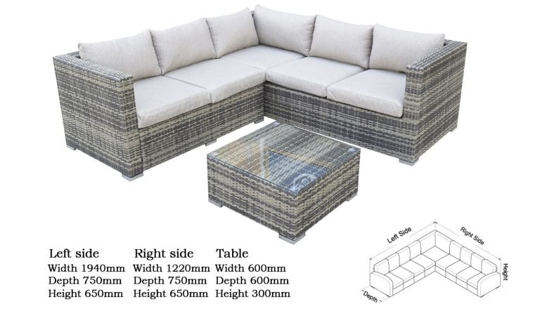 Rattan Brown Compact Corner Sofa Set with Coffee Table | Georgia | Geor0055