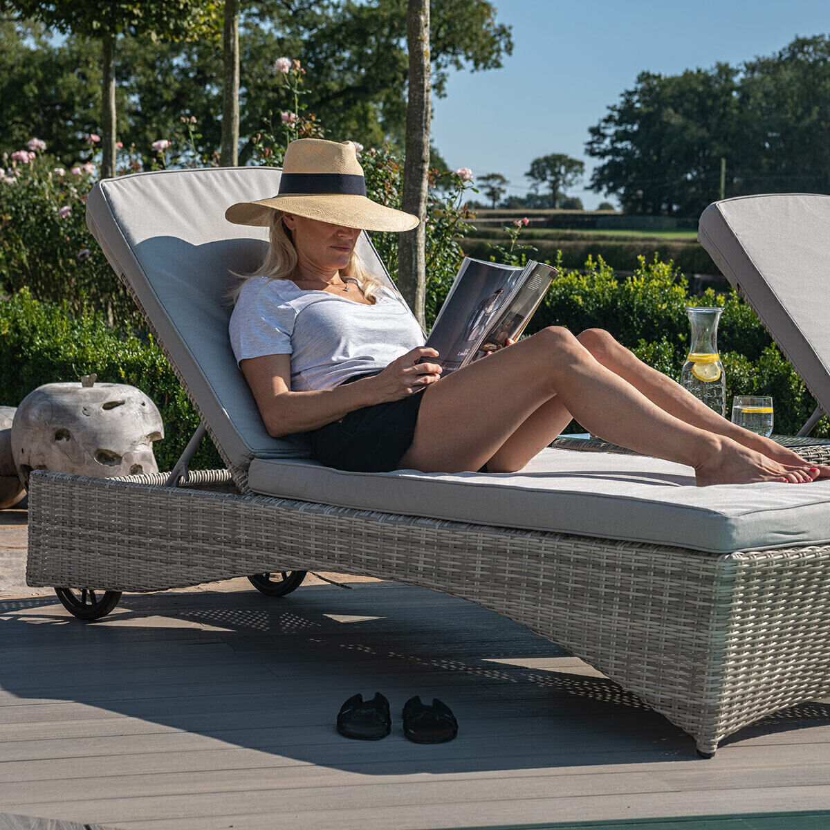 Homeflair - Oxford Rattan Sunlounger Set