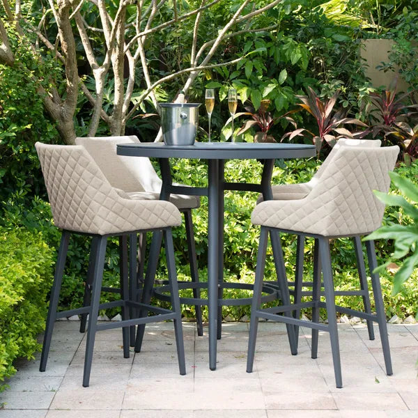 Outdoor Fabric Regal 4 Seat Round Bar Set - Charcoal