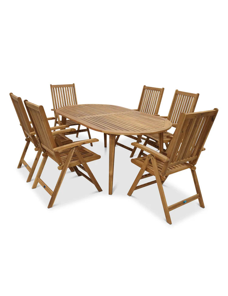 Ellipse 6 Seater Dining Set with Manhattan Recliner Armchairs
