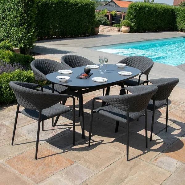 Outdoor Fabric Pebble 8 Seat Rectangular Dining Set