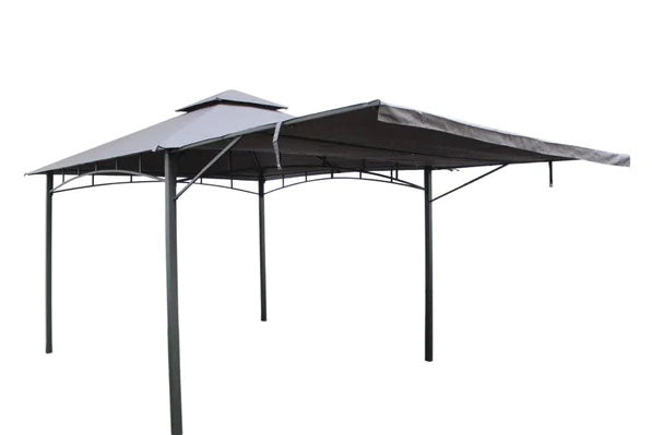 Algarve 3.3×3.3m + 2.1m Awning Grey Gazebo | ALGGAZ3.3X3.3-GREY | AMIR