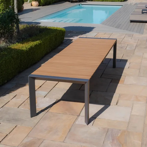 Jakarta Teak Dining Table with Grey Aluminium Frame