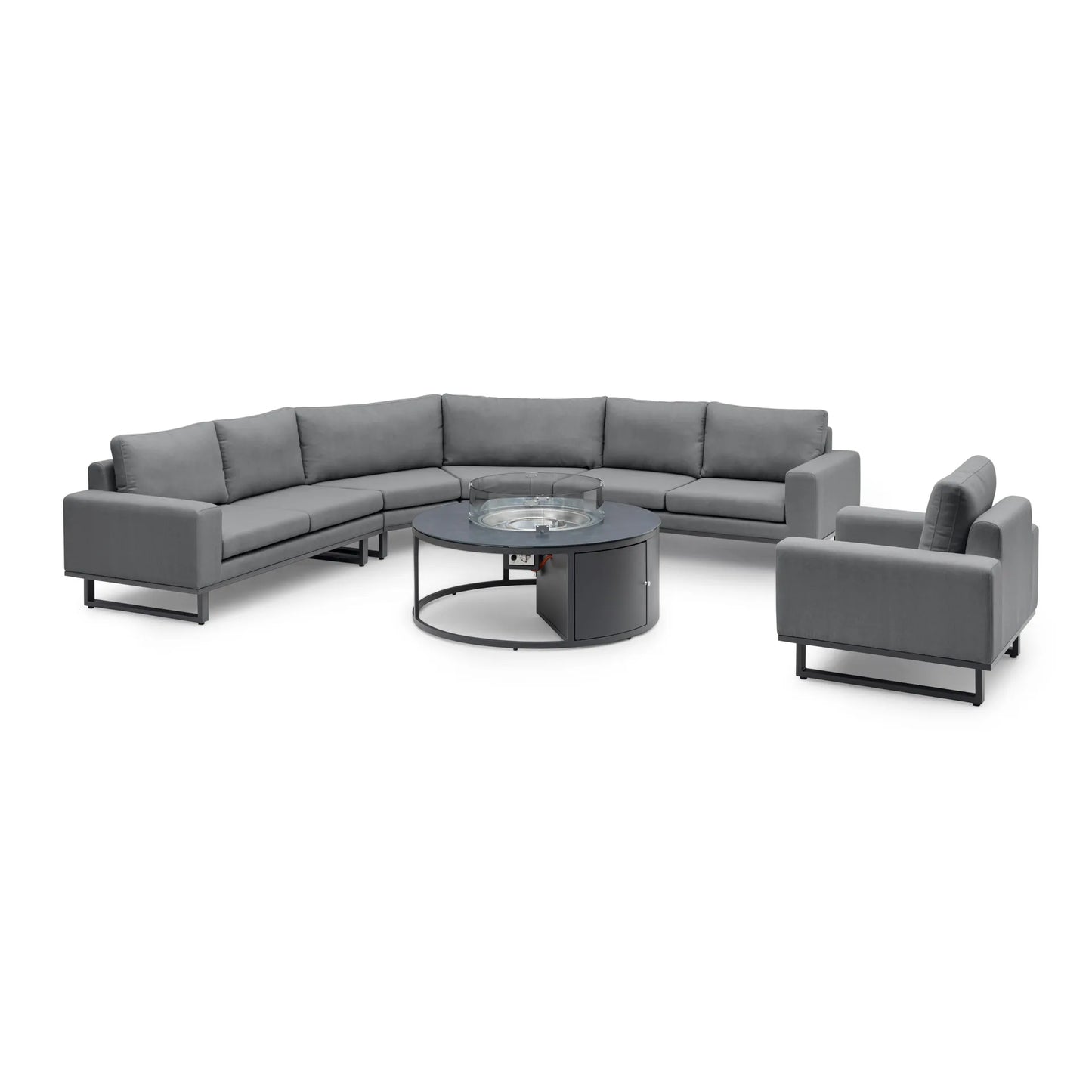 Outdoor Fabric Ethos Grande Corner Sofa Set with Round Fire Pit Table - Oatmeal