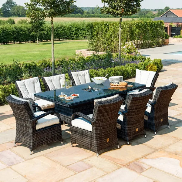 Texas 6 Seat Rectangular Rattan Dining Set with Ice Bucket - Grey