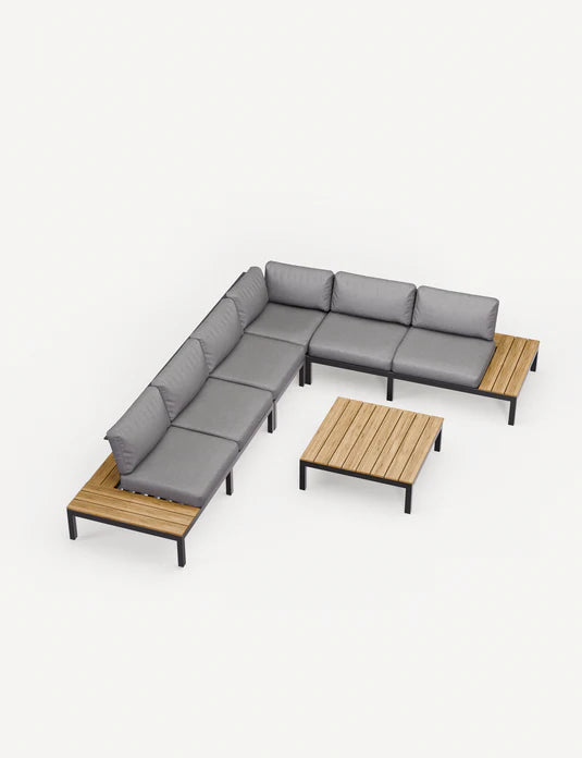 Aspen Teak 6 Seater Modular Corner Lounging Set with Coffee Table