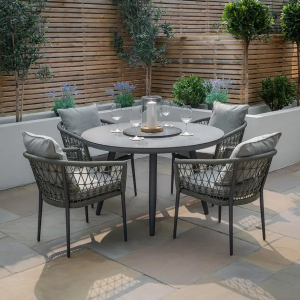 Monaco Rope Weave 8 Seat Rectangular Dining Set with Lazy Susan - Ivy Green