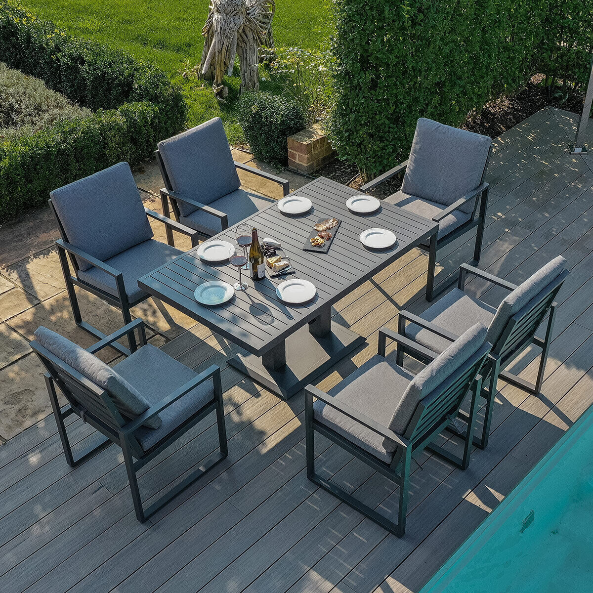 Homeflair – Amalfi 6 Seat Rectangular Aluminium Dining Set