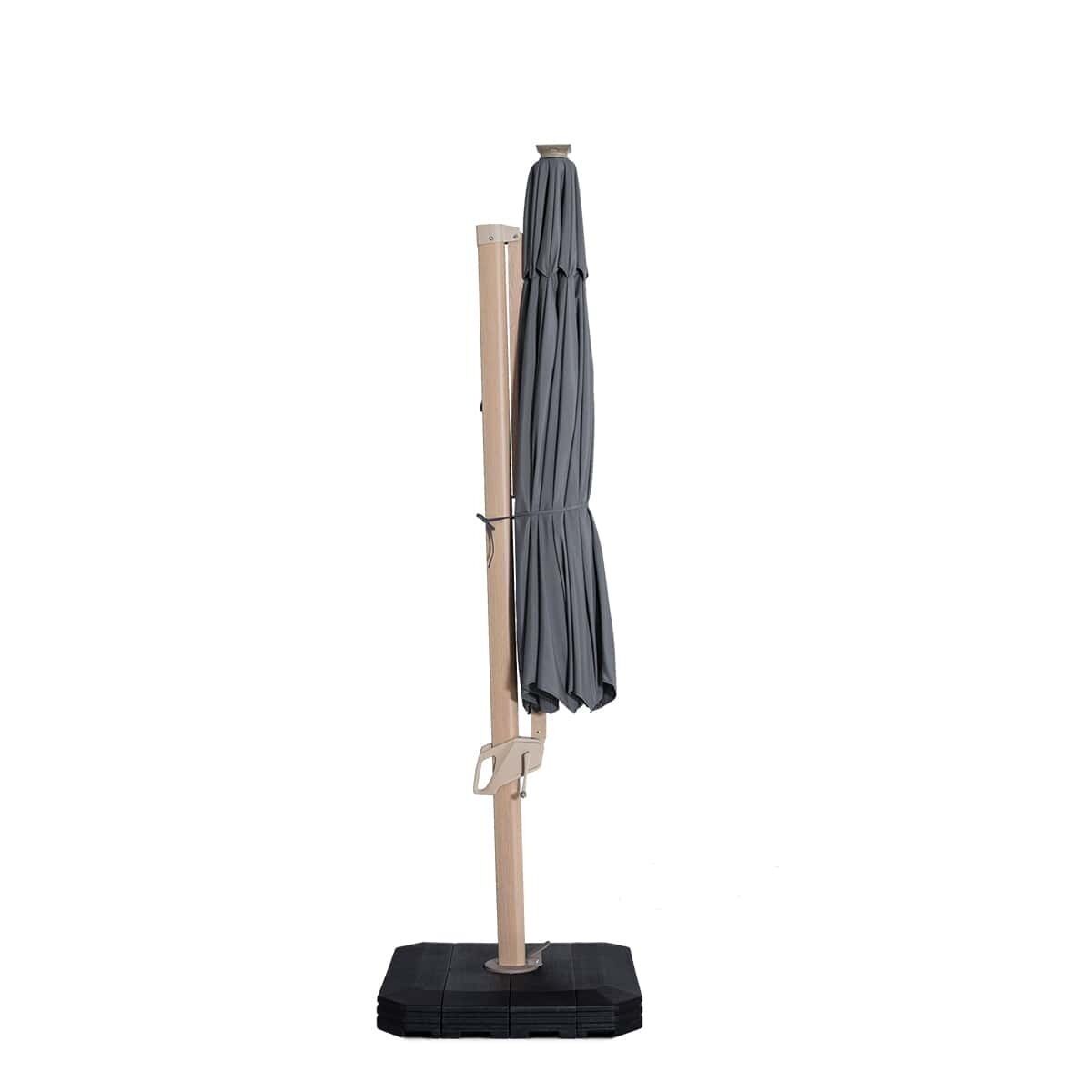 Homeflair -Zeus 3.5m Round Wood Effect Rotating Cantilever Parasol