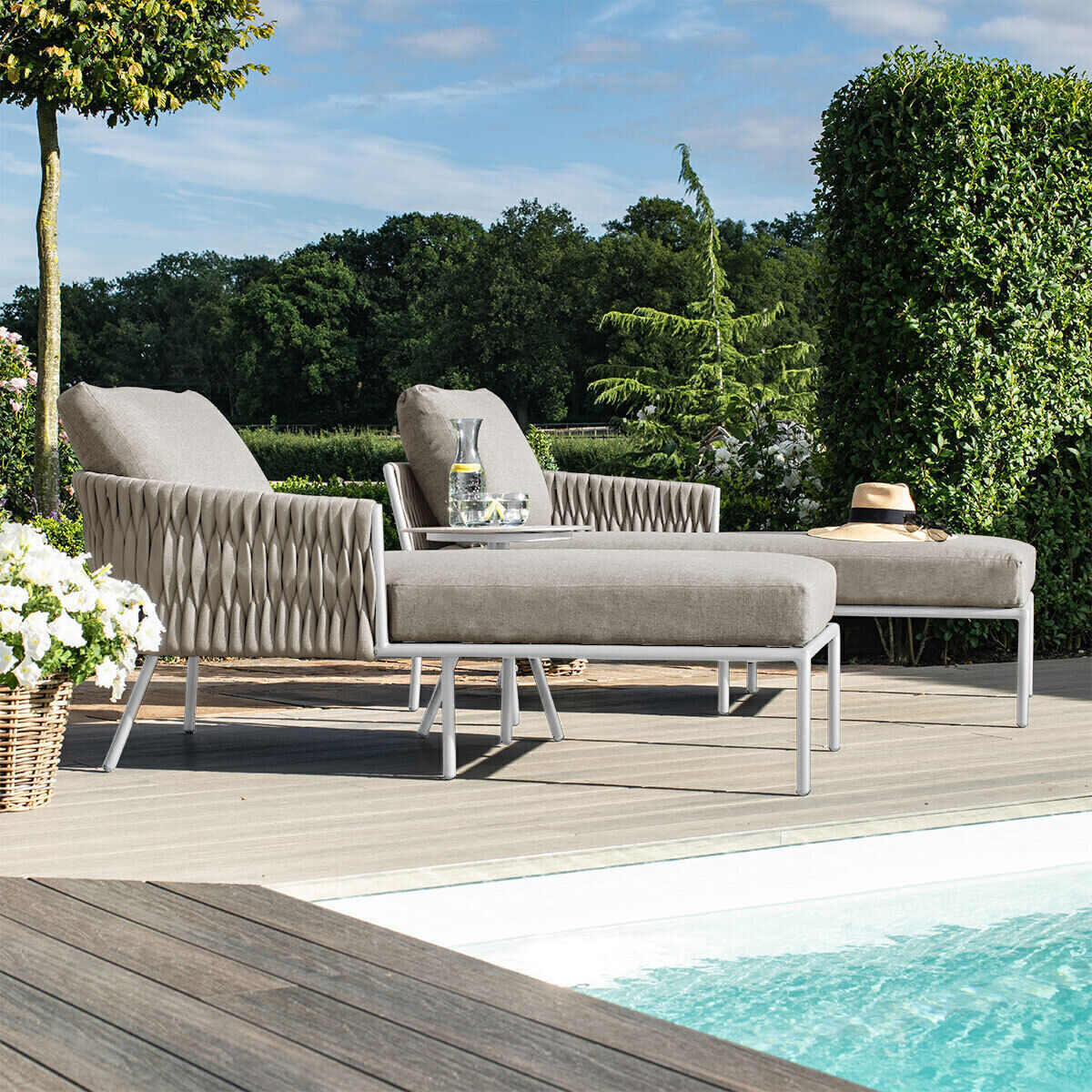 Homeflair - Marina Rope Weave Double Sunlounger Set