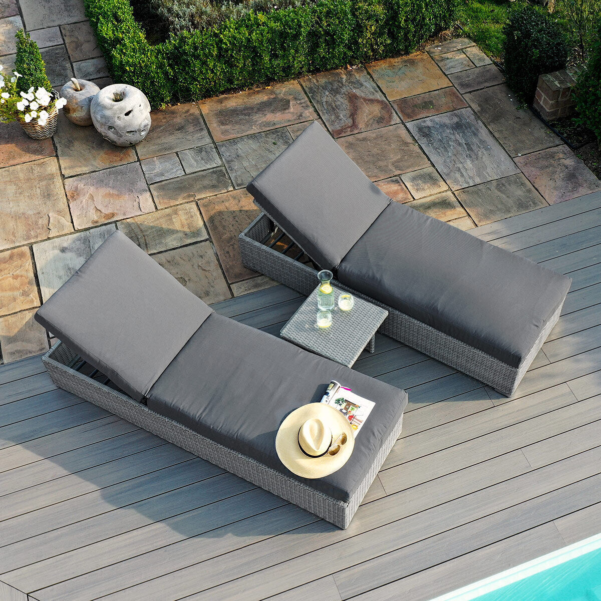 Homeflair - Ascot Rattan Sun Lounger Set