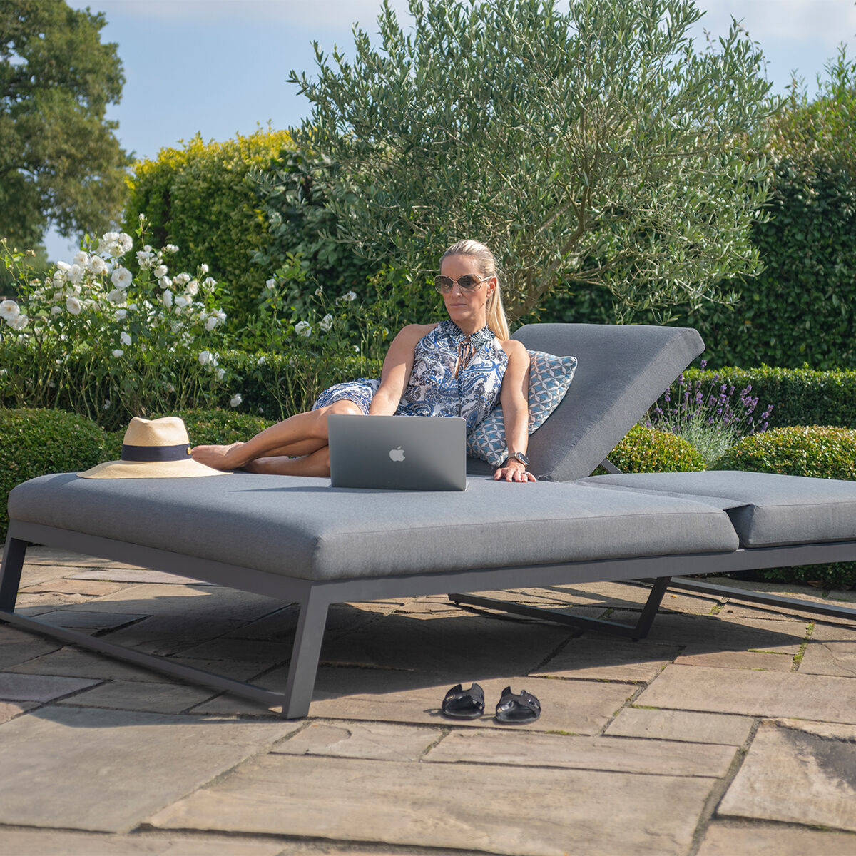 Homeflair - Outdoor Fabric Allure Double Sunlounger