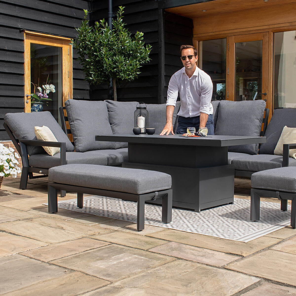 Homeflair - Manhattan Reclining Aluminium Corner Dining Set