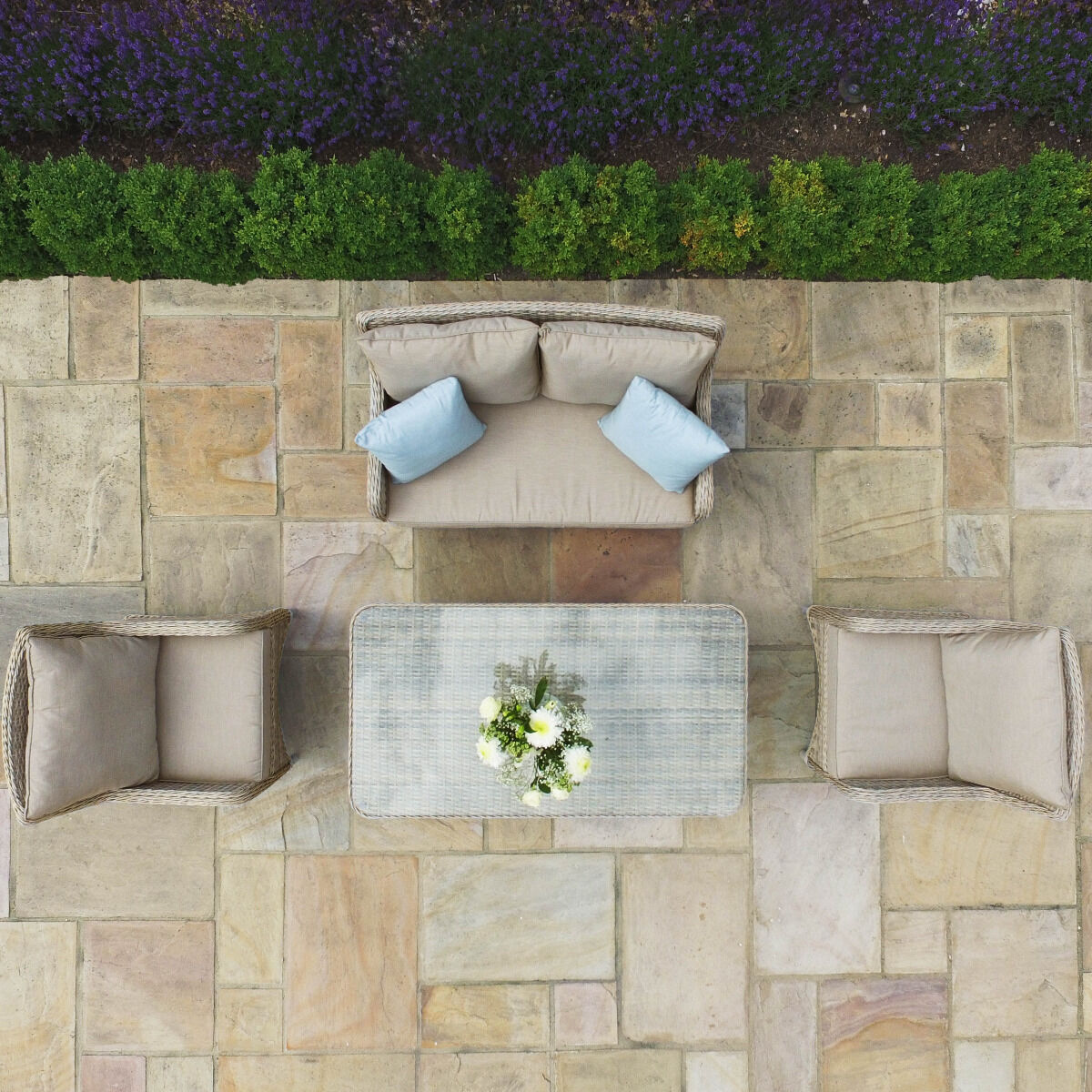 Homeflair – Cotswold Sofa Rattan Dining Set w/ Rising Table