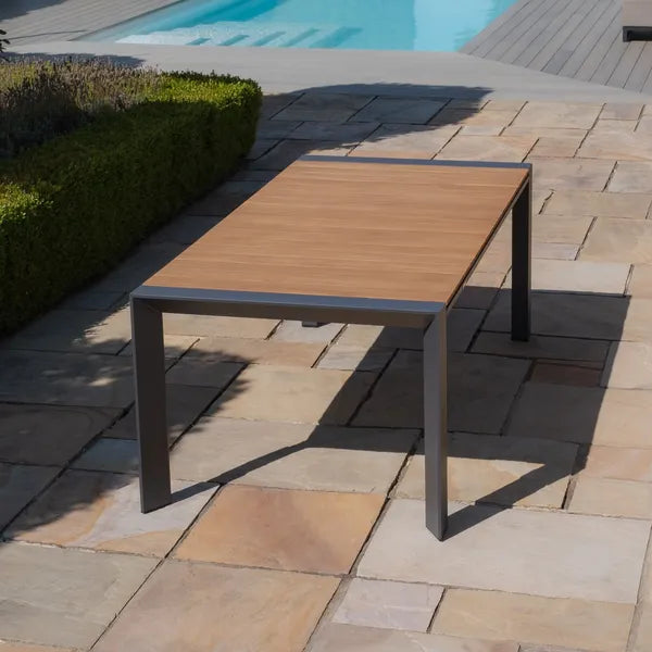 Jakarta Teak Dining Table with Grey Aluminium Frame
