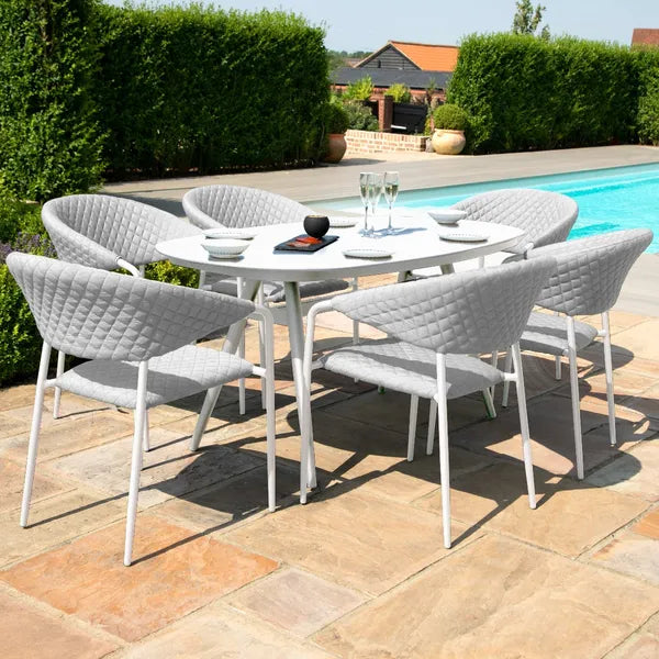 Outdoor Fabric Pebble 8 Seat Rectangular Dining Set