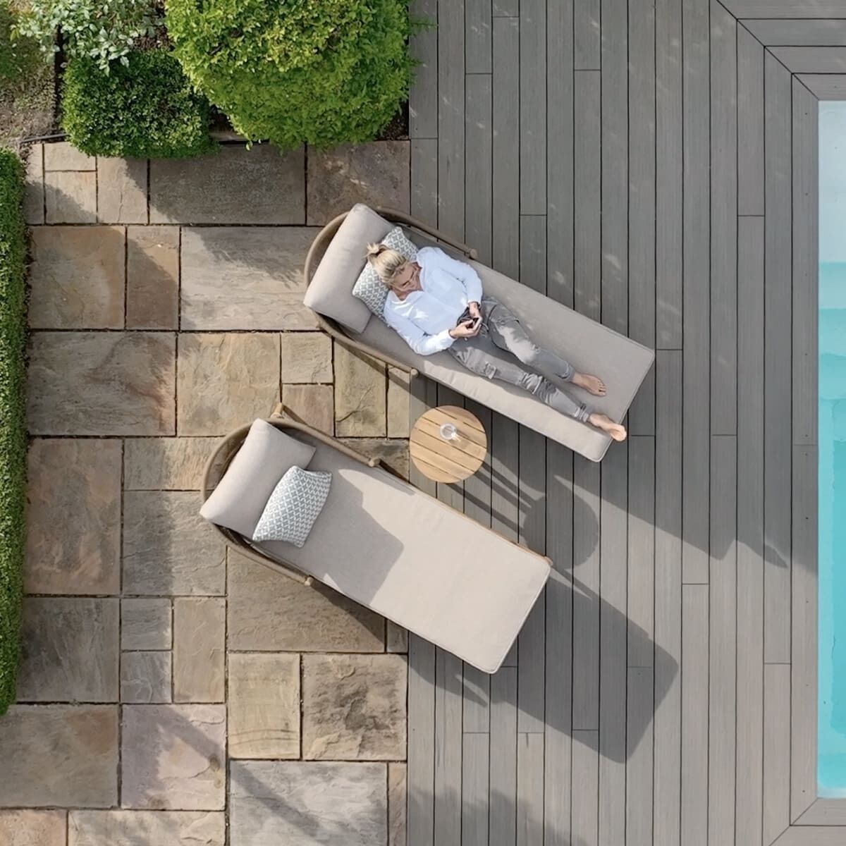 Homeflair - Porto Rope Weave Double Sunlounger Set