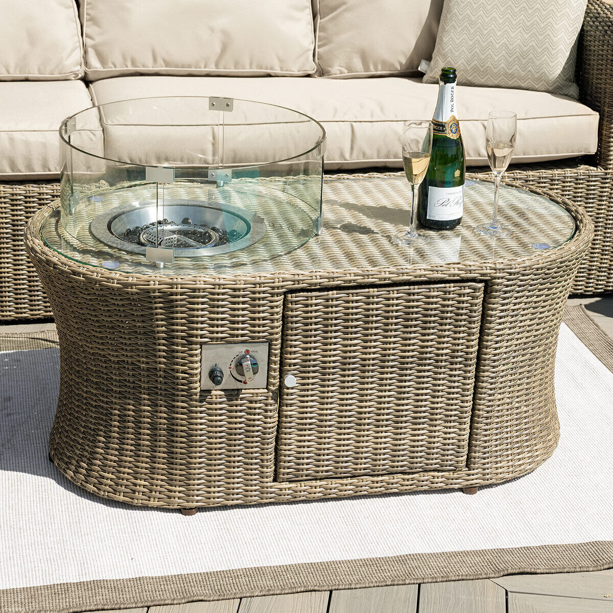 Homeflair - Winchester Oval Fire Pit Coffee Table