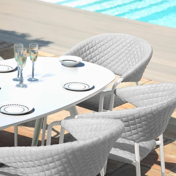 Outdoor Fabric Pebble 8 Seat Rectangular Dining Set