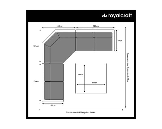 Wentworth 6 Seater Adjustable Corner Lounging Set