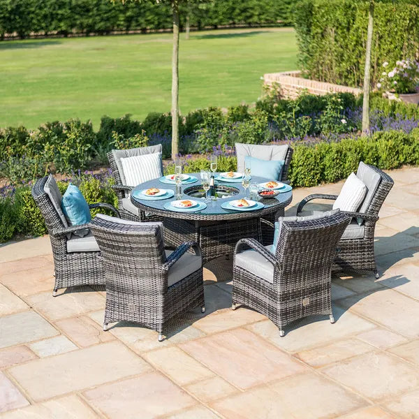Texas 6 Seat Rectangular Rattan Dining Set with Ice Bucket - Grey