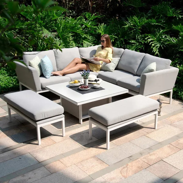 Outdoor Fabric Pulse 3 Seat Sofa Set with Rising Table - Flanelle
