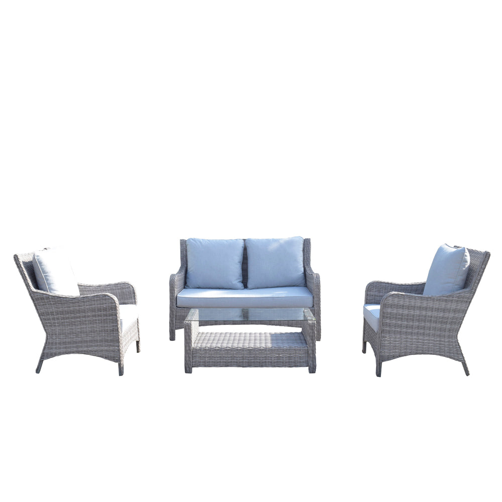 Rattan High Back 4 Seater Sofa Set in Grey | Alexandra | Alex0052