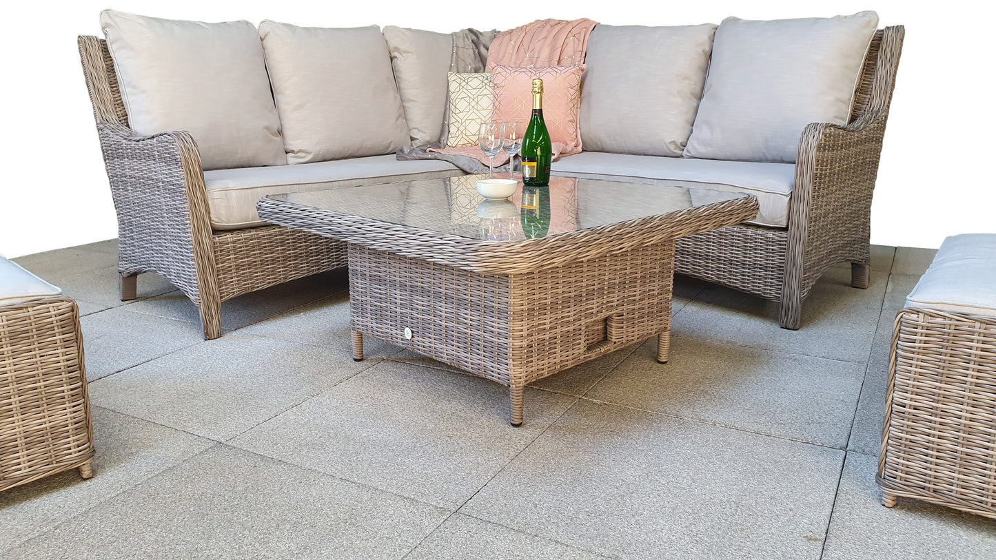 Rattan Corner Dining Sofa with Lift Table | Alexandra | Alex0315