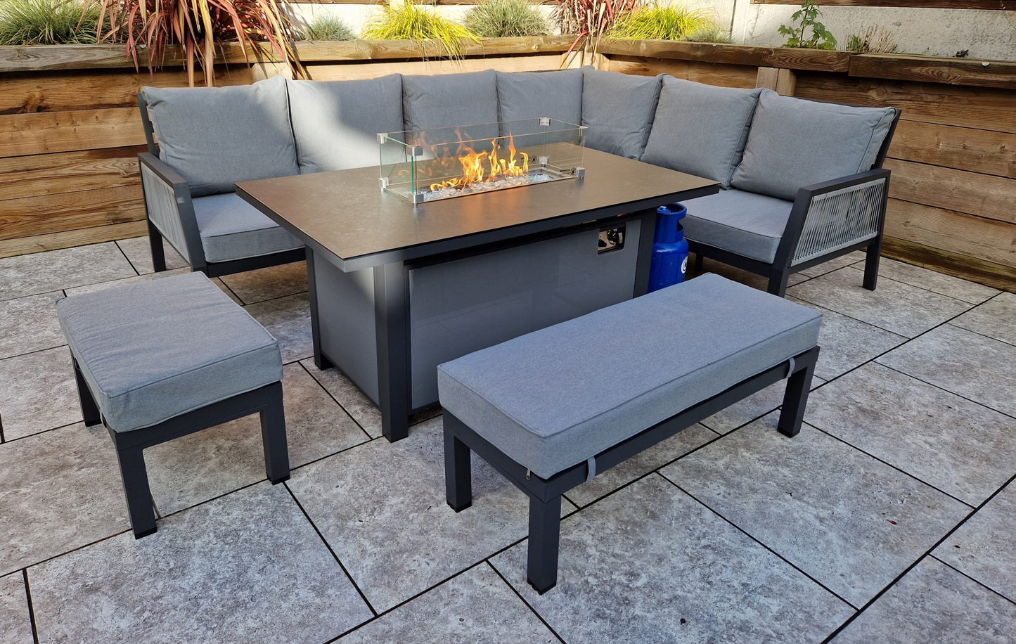 Bettina Corner Dining Set with Firepit Table | Bett0426
