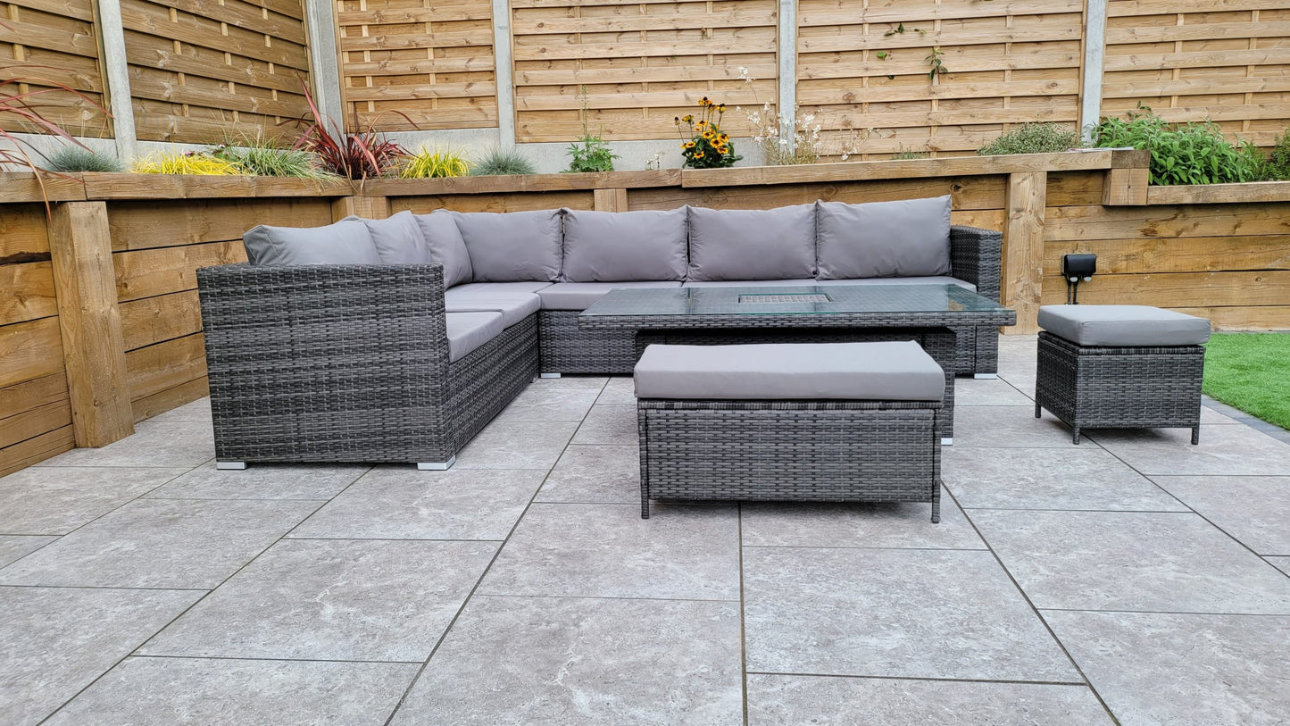 Signature weave -Catalina Rattan Corner Dining Sofa with Lift Table & Ice Bucket |Cata0367