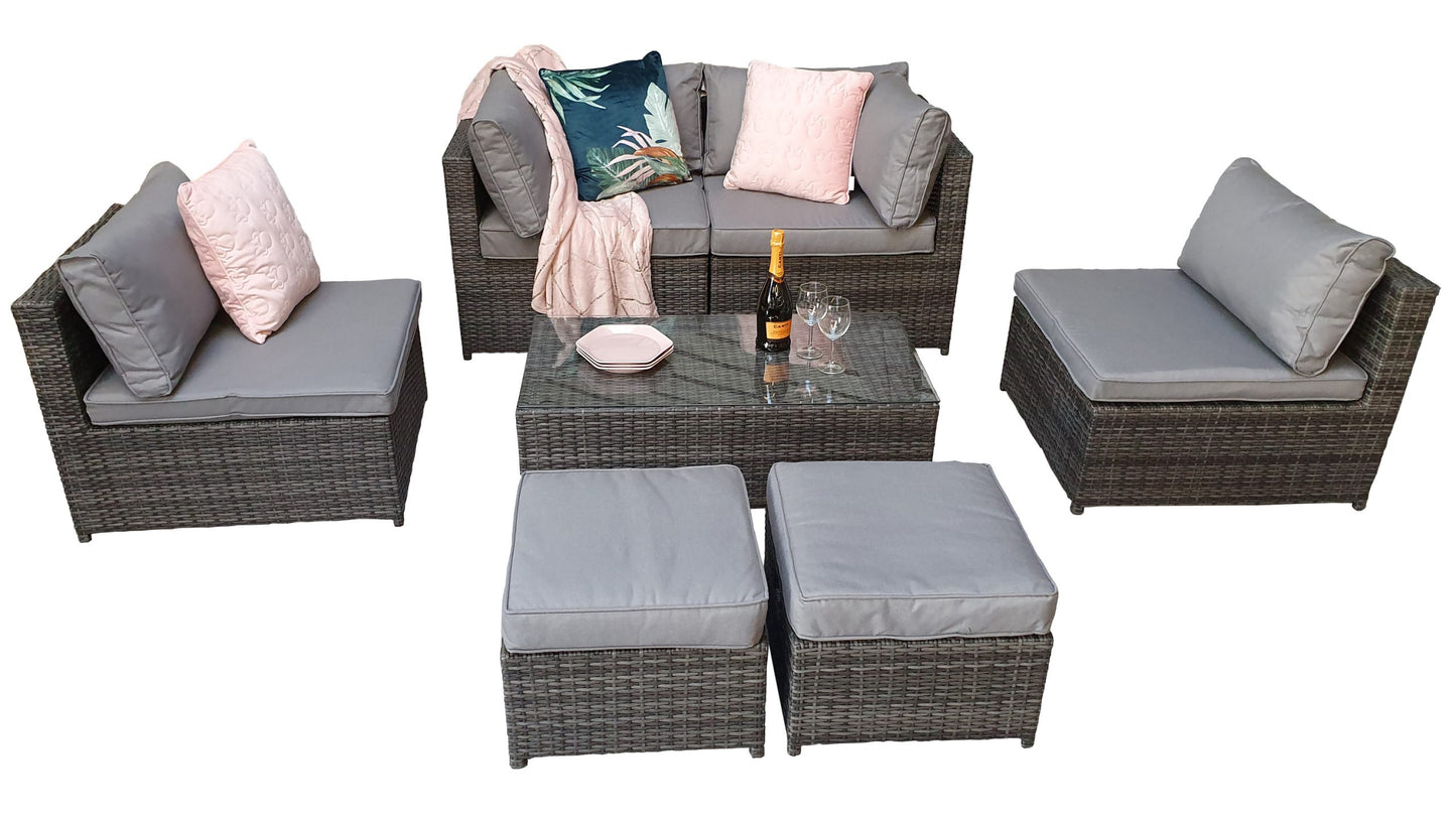 Chelsea Rattan Modular Sofa with Arm Storage in Grey | Chel0329