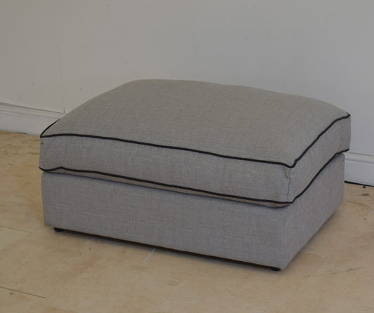 Ivan Ex-Display Large Grey Fabric Footstool | EX026