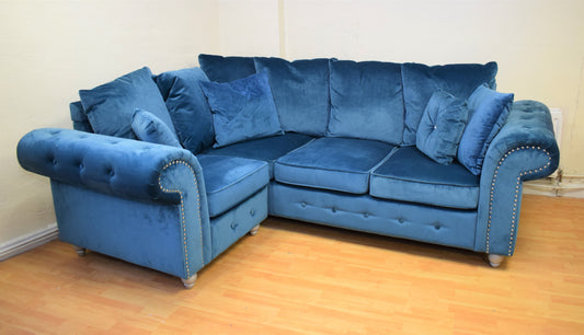 Buckingham Ex-Display Fabric Blue Corner Sofa | SE076 - Homeflair