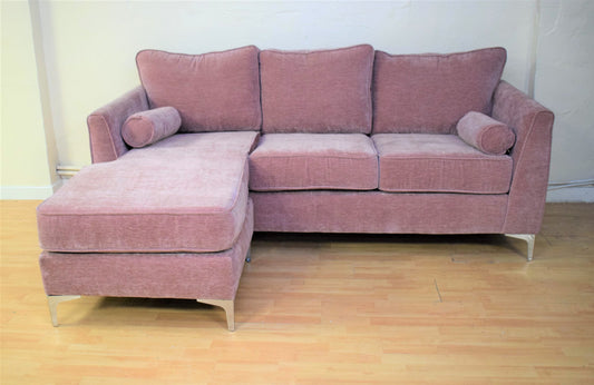 Ikon Ex-Display Fabric Pink RHF Chaise Sofa | EXIKO